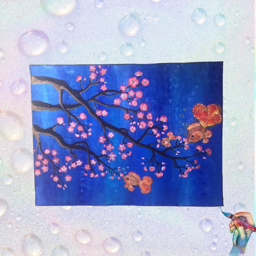 “Original Painting” Underwater Blossoms ^.*